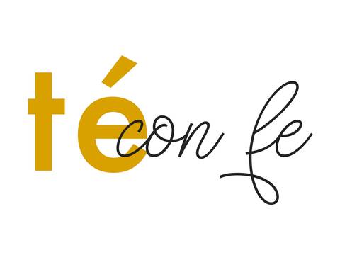 Una creativa ilustración que destaca la palabra 'té con fe'.