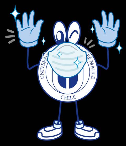 Un personaje animado con guantes y una mascarilla sonríe mientras levanta las manos.
