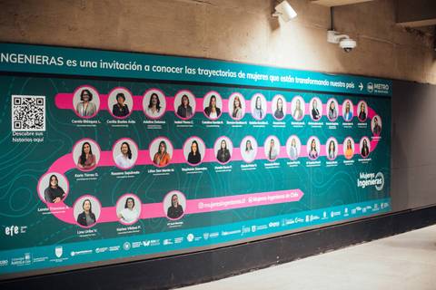 Una muralla que destaca las historias de mujeres ingenieras en Chile.