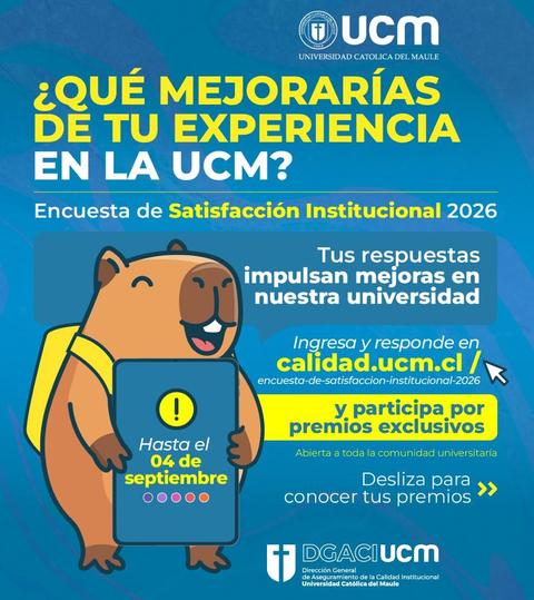 Una imagen promocionando una encuesta de satisfacción en la Universidad Católica del Maule.