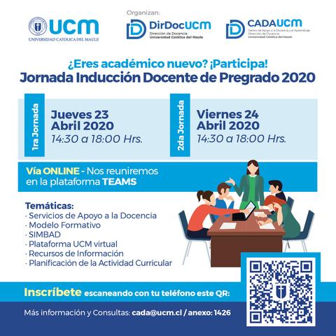 Anuncio de una jornada de inducción docente para académicos nuevos de la Universidad Católica del Maule.