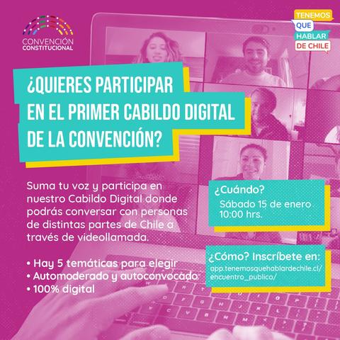 Anuncio sobre la participación en el primer cabildo digital de la convención en Chile.