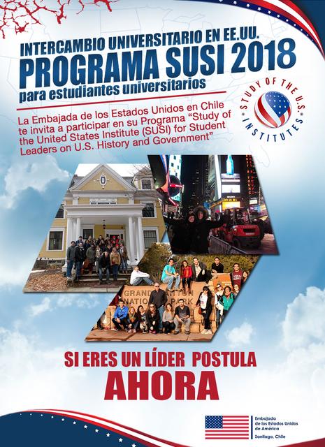 El cartel promocional del Programa SUSI 2018 para estudiantes universitarios en EE.UU.