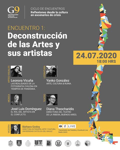 El cartel promocional de un ciclo de encuentros titulado 'Deconstrucción de las Artes y sus artistas'.