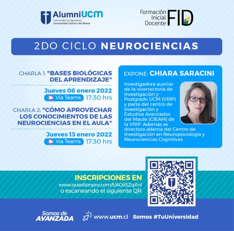 Anuncio sobre un ciclo de charlas de Neurociencias en la Universidad Católica del Maule.