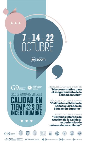 Cartel informativo sobre un ciclo de seminarios virtuales titulado 'Calidad en tiempos de incertidumbre'.