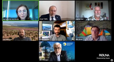 Una reunión virtual con seis participantes en un formato de cuadrícula en la pantalla.