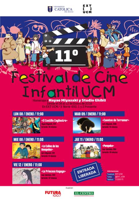 Cartel del 11º Festival de Cine Infantil UCM, homenajeando a Hayao Miyazaki y Studio Ghibli.