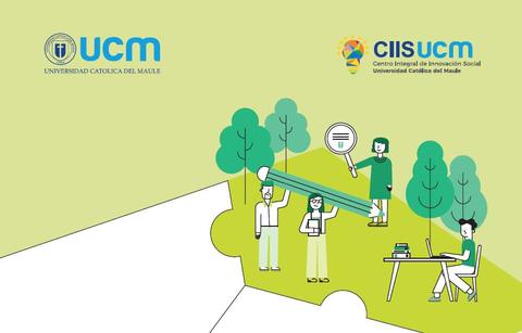 Ilustración que representa a un grupo de personas colaborando en un espacio verde.