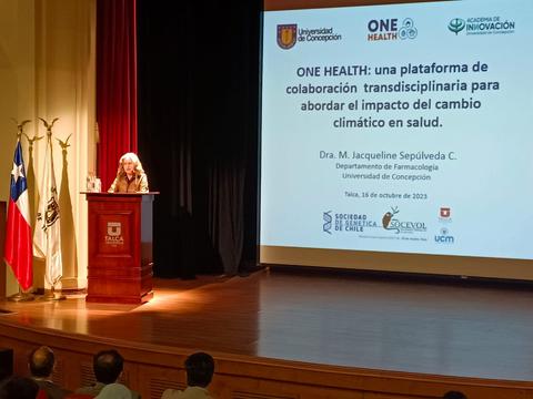 Una presentación sobre el impacto del cambio climático en la salud, impartida por la Dra. Jacqueline Sepúlveda en una conferencia en Chile.
