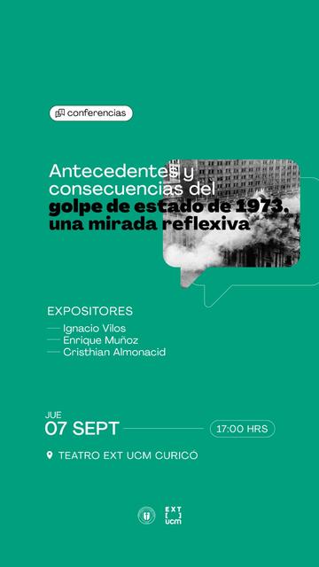 Cartel informativo sobre una conferencia acerca del golpe de estado de 1973.