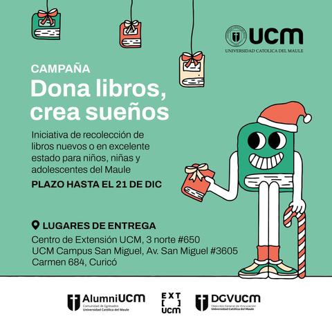 Cartel promocional de la campaña 'Dona libros, crea sueños' para la recolección de libros destinados a niños y adolescentes.