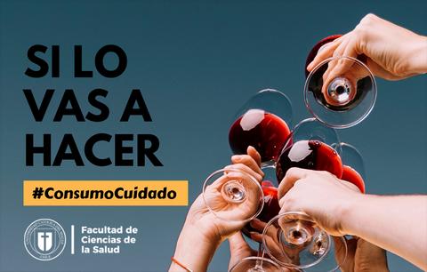 Un grupo de manos sostiene copas de vino mientras se promueve el consumo responsable.