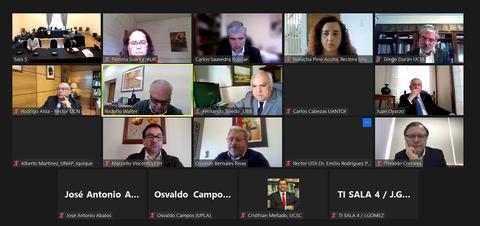 Reunión virtual con varios participantes en una videoconferencia.