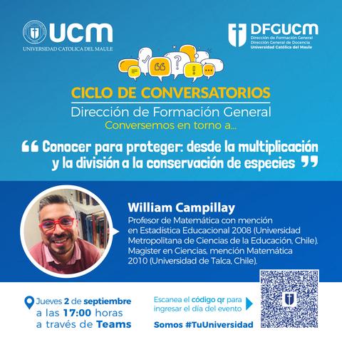 Anuncio sobre un ciclo de conversatorios en la Universidad Católica del Maule.