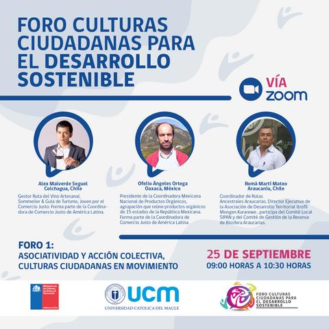 Imagen promocional del Foro Culturas Ciudadanas para el Desarrollo Sostenible realizado por la Universidad Católica del Maule.