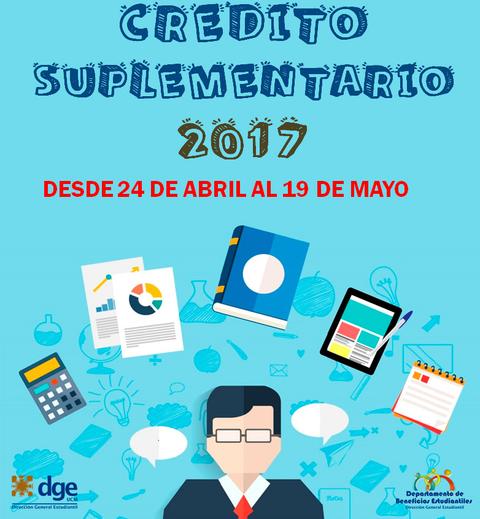 Anuncio sobre el crédito suplementario 2017 con fechas importantes.
