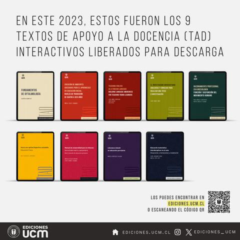 La imagen presenta los 9 textos de apoyo a la docencia liberados para descarga en 2023.