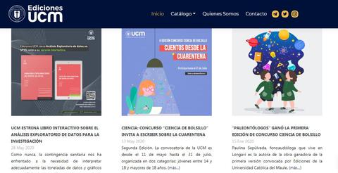 El sitio web de Ediciones UCM presenta noticias y convocatorias relacionadas con la investigación y la ciencia.
