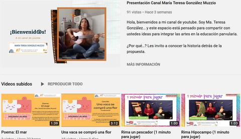 La imagen muestra a una mujer presentando su canal de YouTube dedicado a la educación parvularia.
