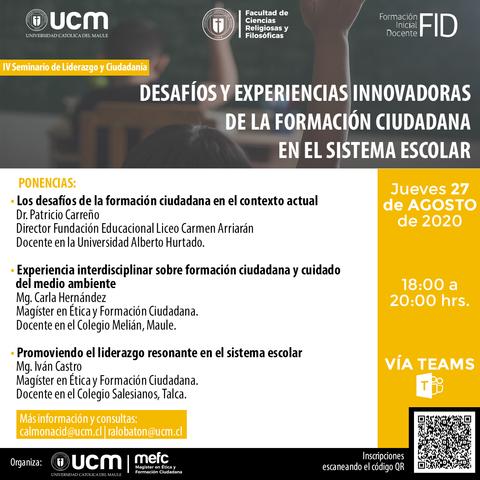 Seminario sobre desafíos y experiencias innovadoras en la formación ciudadana en el sistema escolar.