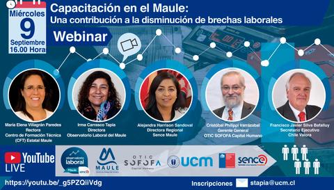 El webinar sobre capacitación en el Maule se llevará a cabo el 9 de septiembre a las 16:00 horas.