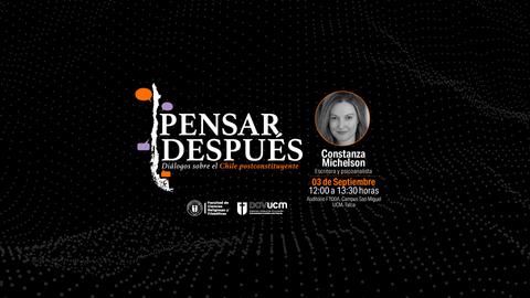 Una invitación a un evento titulado 'Pensar Después' con Constanza Michelson que se llevará a cabo el 3 de septiembre.