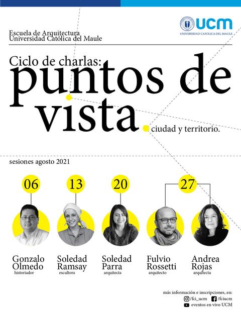 Cartel informativo sobre un ciclo de charlas titulado 'puntos de vista' relacionado con la ciudad y el territorio.