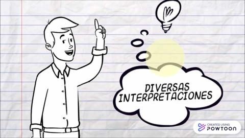 Un hombre sonriente levanta un dedo mientras presenta la idea de diversas interpretaciones con un fondo de papel.