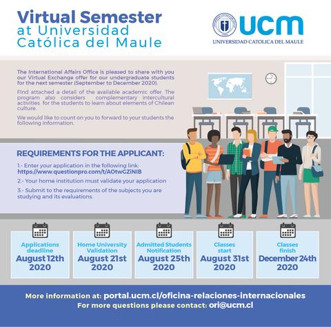 Información sobre el semestre virtual en la Universidad Católica del Maule.