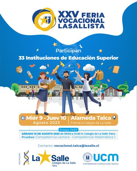 Anuncio de la XXV Feria Vocacional Lasallista que se realizará en Talca.