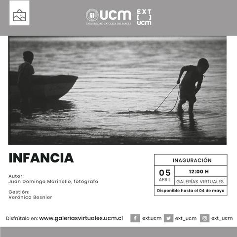La imagen promociona una exposición de fotografía titulada 'Infancia'.