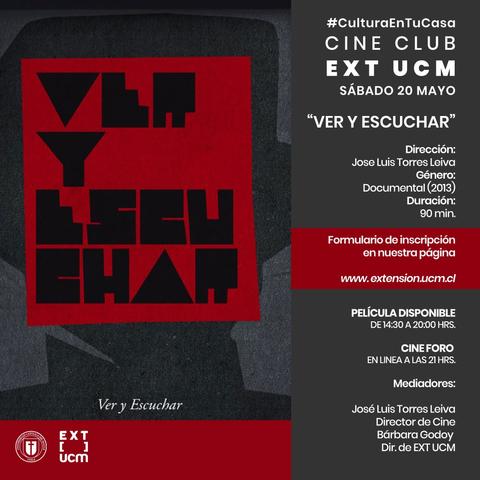 El cartel promocional del documental 'Ver y Escuchar', que incluye detalles sobre el evento y directores.