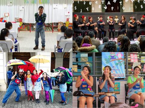 Una variedad de actividades recreativas y artísticas para niños incluyen actuaciones y presentaciones en grupo.
