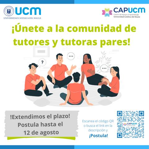 Anuncio sobre una convocatoria para unirse a la comunidad de tutores en la Universidad Católica del Maule.