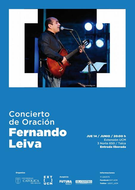 Cartel promocional de un concierto de oración de Fernando Leiva.