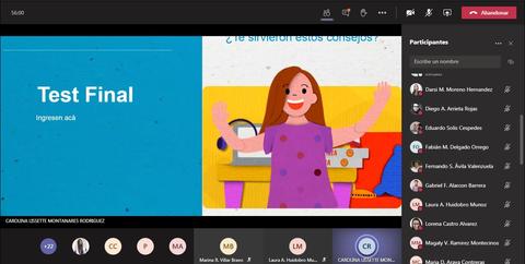 Una presentación en línea con una niña sonriente y un mensaje que invita a los participantes a ingresar.