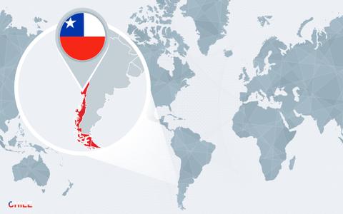 Mapa que destaca la ubicación de Chile en el continente sudamericano.