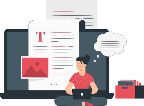 Una persona trabaja en su computadora portátil rodeada de documentos y una caja organizadora.