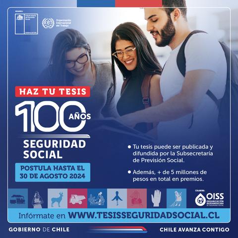 Imagen promocional sobre la convocatoria para presentar tesis relacionadas con la seguridad social en Chile.