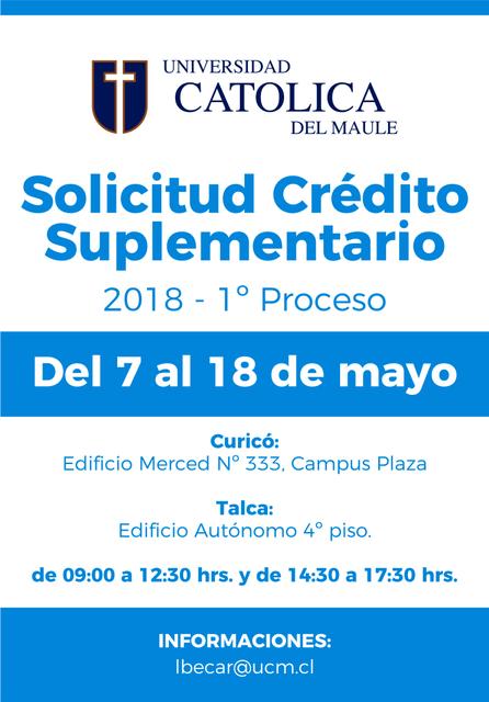 Anuncio sobre la solicitud de crédito suplementario en la Universidad Católica del Maule.