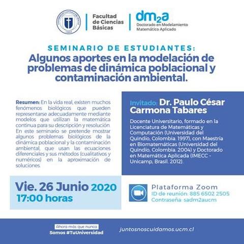 El seminario aborda la modelación de problemas de dinámica poblacional y contaminación ambiental.