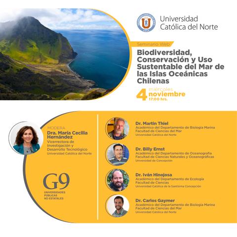 El seminario web aborda la biodiversidad, conservación y uso sostenible del mar de las islas oceánicas chilenas.