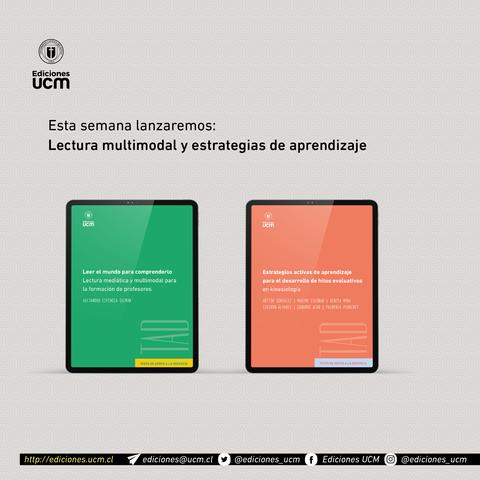 Anuncio de lanzamiento de libros sobre lectura multimodal y estrategias de aprendizaje.