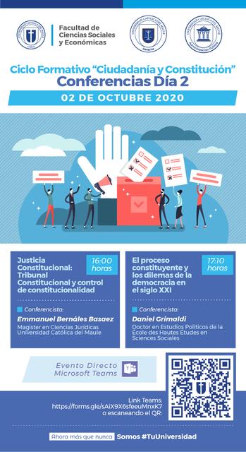 Cartel informativo sobre un ciclo formativo de conferencias centrado en la ciudadanía y la constitución.