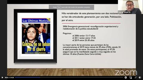 Presentación sobre la política estudiantil y la reconfiguración organizacional en Chile.