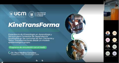 Presentación sobre el programa KineTransForma en la Facultad de Ciencias de la Salud.