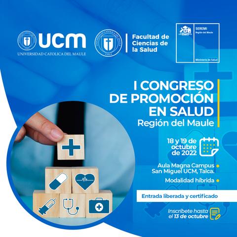 Anuncio del I Congreso de Promoción en Salud que se realizará en la Universidad Católica del Maule.