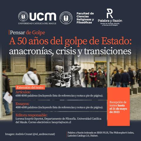 Anuncio sobre un evento académico en conmemoración del golpe de Estado.