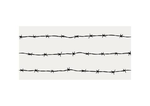 La imagen muestra tres líneas de alambre de espino sobre un fondo claro.